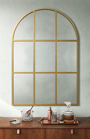 Spejl med guldfarvet ramme i jern 125x85 cm 